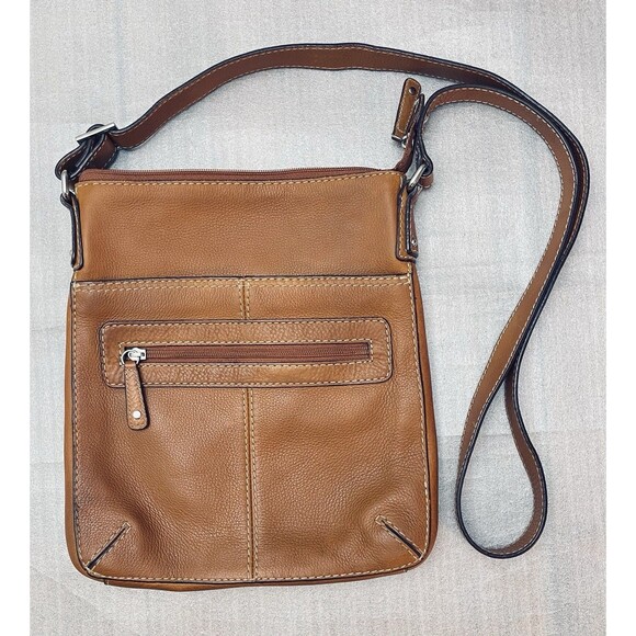 Fossil Y2K Pebbled Brown Leather Crossbody Messenger Bag Leather 10"x11" EUC - Picture 1 of 12